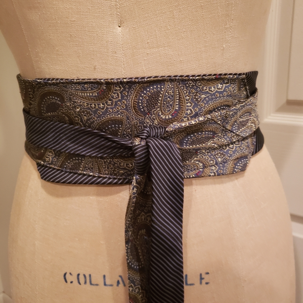 Upcycled, Thrifted, Unique, One Of A Kind, Handmade Bold Wrap Tie Belt